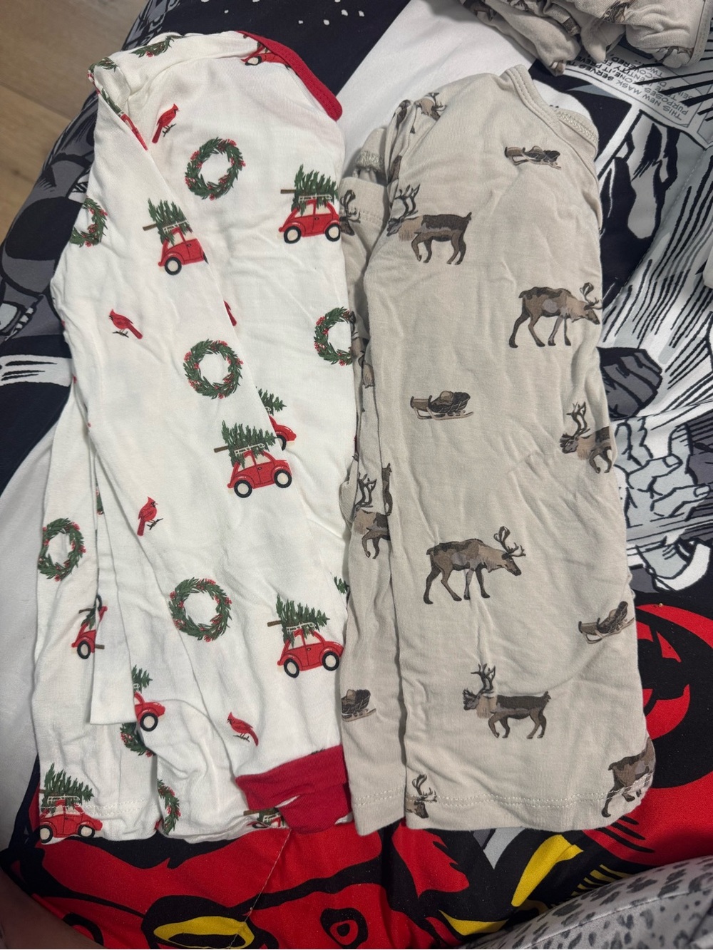 Kyte BABY Holiday Pajama Set in Red, Green & Beige